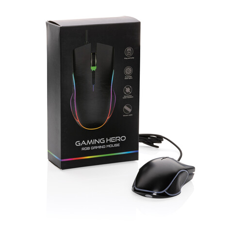 RGB Gaming Maus schwarz bedrucken, Art.-Nr. P300.161