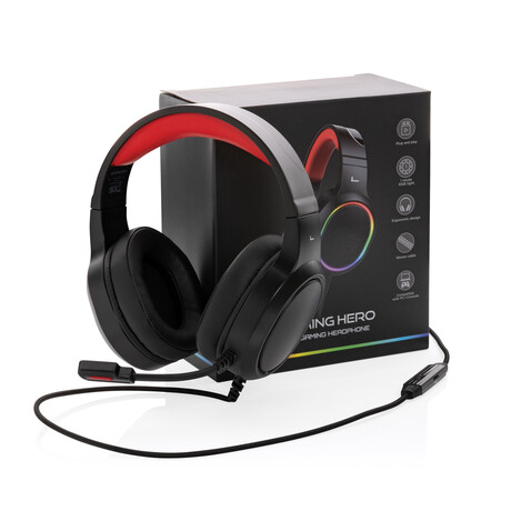 RGB Gaming Headset schwarz bedrucken, Art.-Nr. P329.271