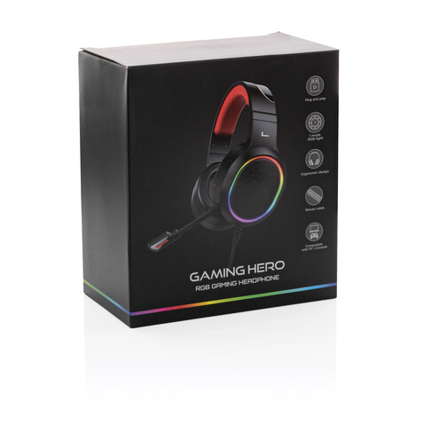 RGB Gaming Headset schwarz bedrucken, Art.-Nr. P329.271