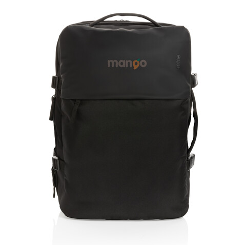 Swiss Peak AWARE™ RPET 15.6&quot; erweiterbarer Wochenendrucksack schwarz bedrucken, Art.-Nr. P762.791