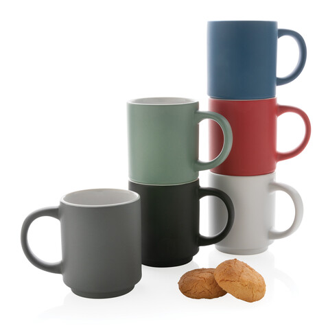 Stapelbare Keramiktasse, 180ml weiß bedrucken, Art.-Nr. P434.073