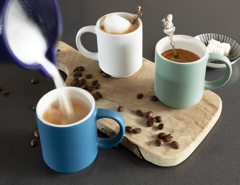 Stapelbare Keramiktasse, 180ml weiß bedrucken, Art.-Nr. P434.073