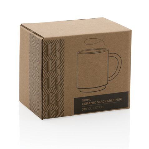 Stapelbare Keramiktasse, 180ml weiß bedrucken, Art.-Nr. P434.073