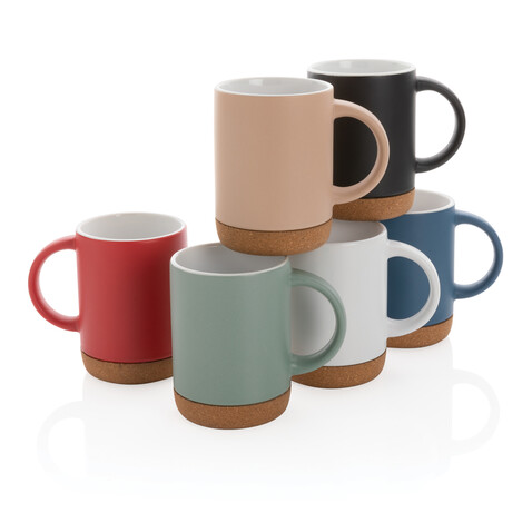 Keramikbecher mit Korkboden, 280ml braun bedrucken, Art.-Nr. P434.088