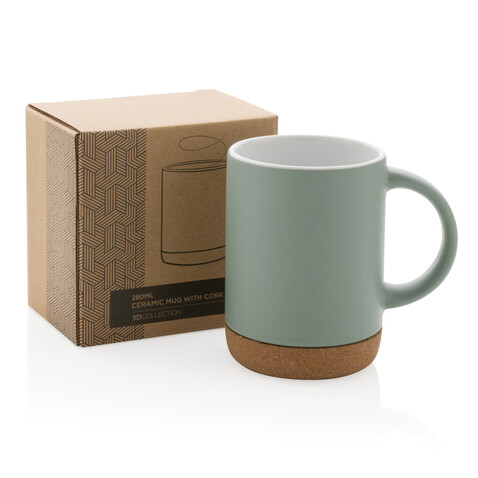 Keramikbecher mit Korkboden, 280ml grün bedrucken, Art.-Nr. P434.087