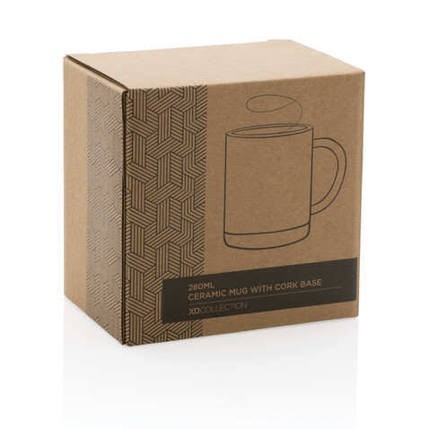 Keramikbecher mit Korkboden, 280ml weiß bedrucken, Art.-Nr. P434.083