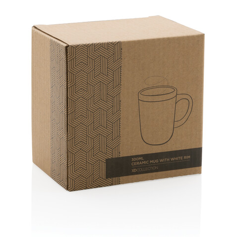 Keramiktasse mit weißem Rand, 300ml grün, weiß bedrucken, Art.-Nr. P434.097