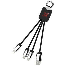 SCX.design C15 Quatro Ladekabel mit Leuchtlogo, rot, schwarz bedrucken, Art.-Nr. 2PX00121 SCX.design C15 Quatro Ladekabel mit Leuchtlogo, rot, schwarz bedrucken, Art.-Nr. 2PX00121