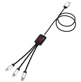 SCX.design C17 Easy to Use Ladekabel mit Leuchtlogo, rot, schwarz bedrucken, Art.-Nr. 2PX00321