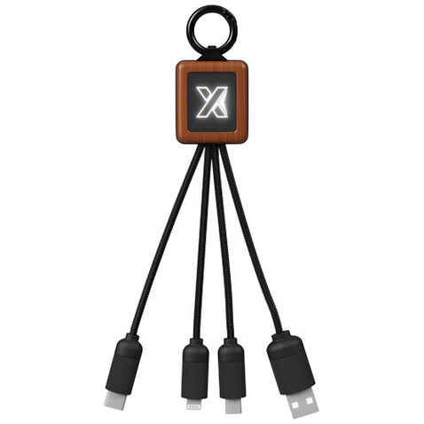 SCX.design C19 20W Easy to Use Kabel aus Holz mit Leuchtlogo, holz, schwarz bedrucken, Art.-Nr. 2PX04471