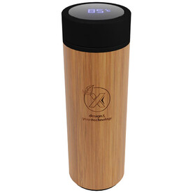 SCX.design D11 500 ml Smart Flasche aus Bambus mit Leuchtlogo, holz bedrucken, Art.-Nr. 2PX05671