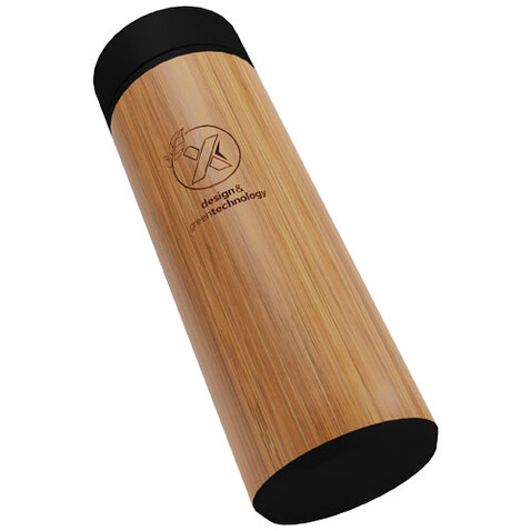 SCX.design D11 500 ml Smart Flasche aus Bambus mit Leuchtlogo, holz bedrucken, Art.-Nr. 2PX05671