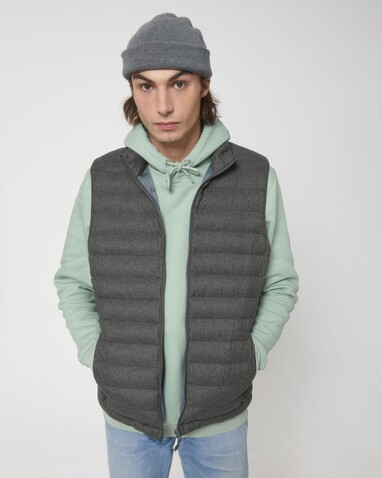 Stanley Climber Wool-Like - Wollähnliche Herrenweste - Deep Metal Heather Grey - S bedrucken, Art.-Nr. STJM898C0941S