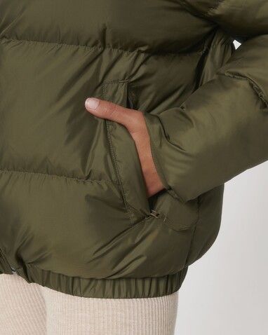 Puffer - Die Oversized Unisex-Steppjacke - British Khaki - L bedrucken, Art.-Nr. STJU840C0081L