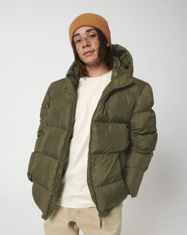 Puffer - Die Oversized Unisex-Steppjacke - British Khaki - S bedrucken, Art.-Nr. STJU840C0081S