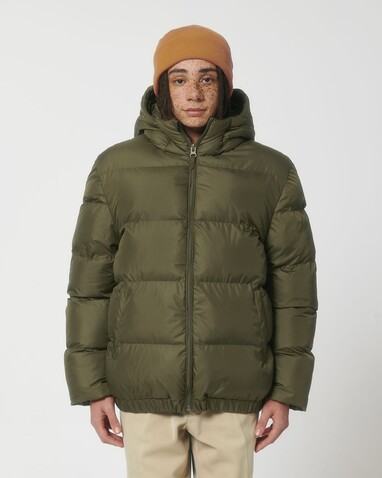 Puffer - Die Oversized Unisex-Steppjacke - British Khaki - M bedrucken, Art.-Nr. STJU840C0081M