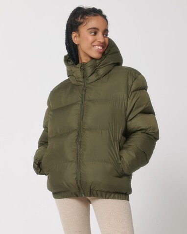 Puffer - Die Oversized Unisex-Steppjacke - British Khaki - XL bedrucken, Art.-Nr. STJU840C0081X