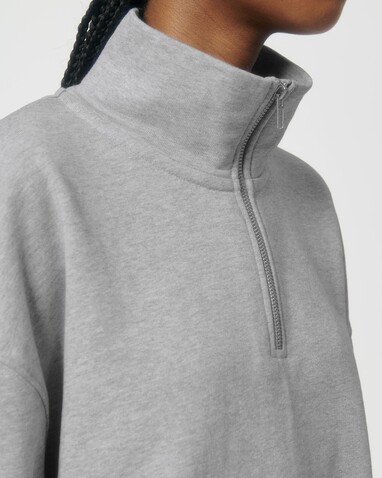 Miller Dry - Das Boxy Unisex-Sweatshirt mit kurzem Reißverschluss und trockenem Griff - Heather Grey - 3XL bedrucken, Art.-Nr. STSU795C2503X