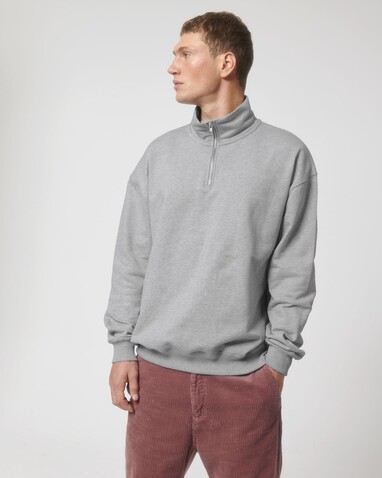 Miller Dry - Das Boxy Unisex-Sweatshirt mit kurzem Reißverschluss und trockenem Griff - Heather Grey - XL bedrucken, Art.-Nr. STSU795C2501X