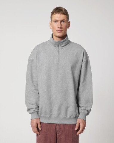 Miller Dry - Das Boxy Unisex-Sweatshirt mit kurzem Reißverschluss und trockenem Griff - Heather Grey - XXS bedrucken, Art.-Nr. STSU795C2502S