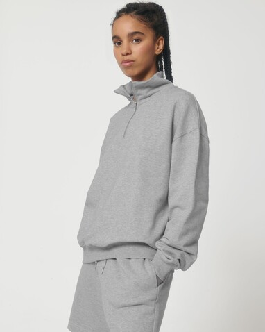 Miller Dry - Das Boxy Unisex-Sweatshirt mit kurzem Reißverschluss und trockenem Griff - Heather Grey - M bedrucken, Art.-Nr. STSU795C2501M