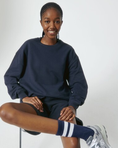 Ledger Dry - Das Boxy Rundhals-Unisex-Sweatshirt mit trockenem Griff - French Navy - XXS bedrucken, Art.-Nr. STSU798C7272S