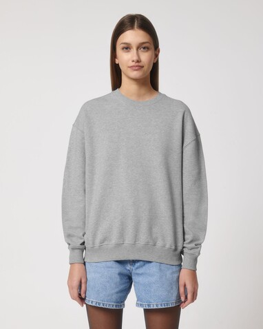 Ledger Dry - Das Boxy Rundhals-Unisex-Sweatshirt mit trockenem Griff - Heather Grey - L bedrucken, Art.-Nr. STSU798C2501L