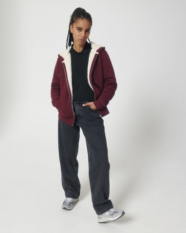 Hygger Sherpa - Der Unisex-Zip-Hoodie mit Sherpa-Futter - Burgundy - XXS bedrucken, Art.-Nr. STSU956C2442S