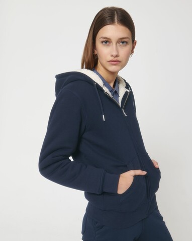 Hygger Sherpa - Der Unisex-Zip-Hoodie mit Sherpa-Futter - French Navy - XS bedrucken, Art.-Nr. STSU956C727XS