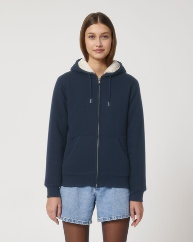 Hygger Sherpa - Der Unisex-Zip-Hoodie mit Sherpa-Futter - French Navy - XS bedrucken, Art.-Nr. STSU956C727XS