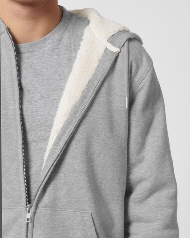 Hygger Sherpa - Der Unisex-Zip-Hoodie mit Sherpa-Futter - Heather Grey - XXS bedrucken, Art.-Nr. STSU956C2502S