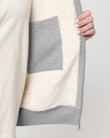 Hygger Sherpa - Der Unisex-Zip-Hoodie mit Sherpa-Futter - Heather Grey - XXS bedrucken, Art.-Nr. STSU956C2502S