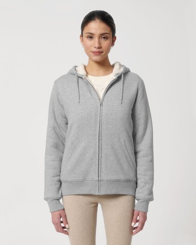 Hygger Sherpa - Der Unisex-Zip-Hoodie mit Sherpa-Futter - Heather Grey - XS bedrucken, Art.-Nr. STSU956C250XS