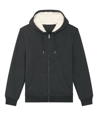 Hygger Sherpa - Der Unisex-Zip-Hoodie mit Sherpa-Futter - Dark Heather Grey - XXS bedrucken, Art.-Nr. STSU956C6512S