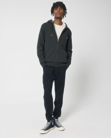 Hygger Sherpa - Der Unisex-Zip-Hoodie mit Sherpa-Futter - Dark Heather Grey - XL bedrucken, Art.-Nr. STSU956C6511X