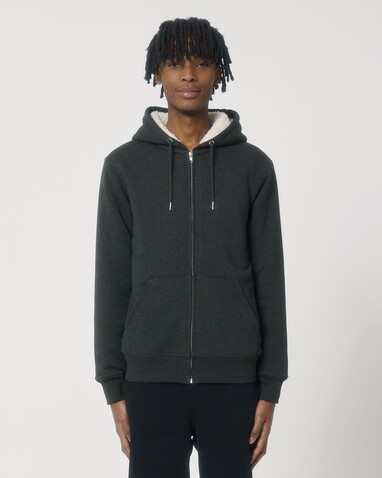 Hygger Sherpa - Der Unisex-Zip-Hoodie mit Sherpa-Futter - Dark Heather Grey - L bedrucken, Art.-Nr. STSU956C6511L