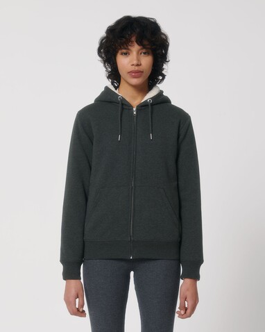 Hygger Sherpa - Der Unisex-Zip-Hoodie mit Sherpa-Futter - Dark Heather Grey - L bedrucken, Art.-Nr. STSU956C6511L