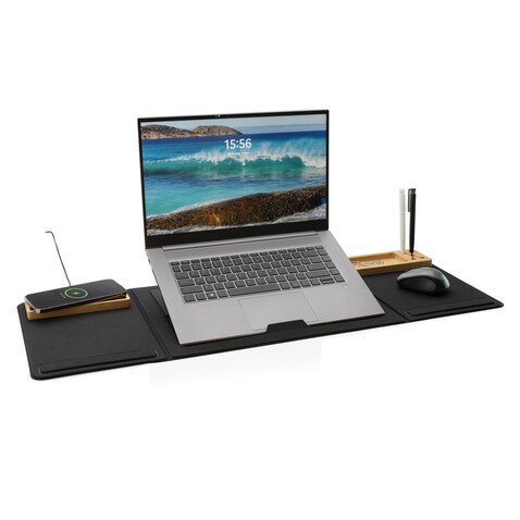 Impact AWARE RPET faltbare Desk-Organizer mit Laptop-Ständer schwarz bedrucken, Art.-Nr. P300.191