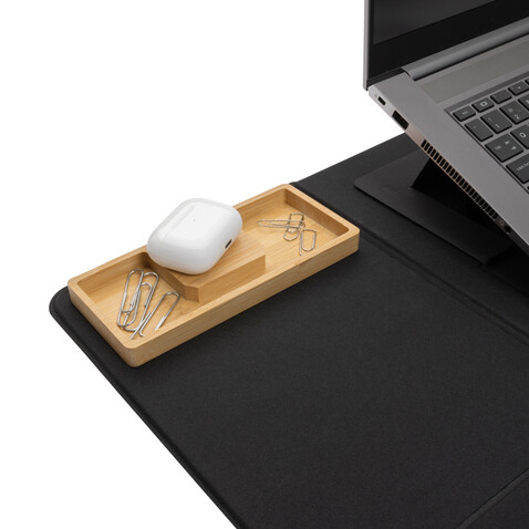 Impact AWARE RPET faltbare Desk-Organizer mit Laptop-Ständer schwarz bedrucken, Art.-Nr. P300.191