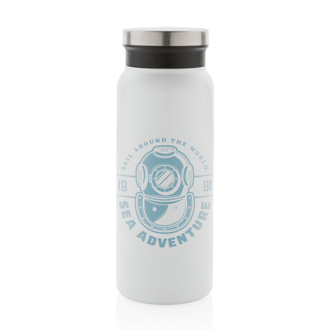 RCS recycelte Stainless Steel Vakuumflasche 600ml weiß bedrucken, Art.-Nr. P433.023