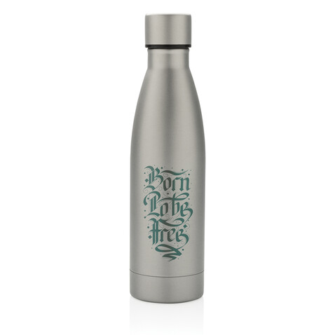 RCS recycelte Stainless Steel Solid Vakuum-Flasche grau bedrucken, Art.-Nr. P433.272