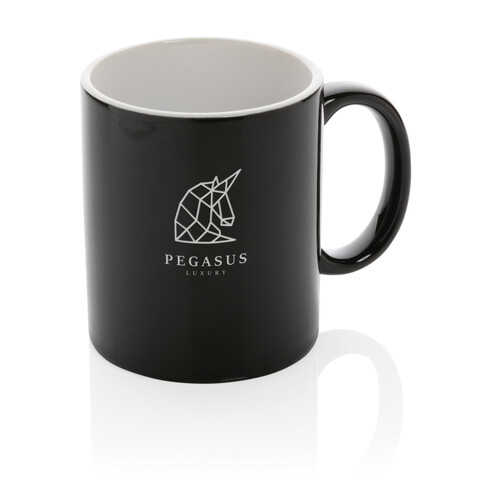 Basic Keramiktasse, 350ml schwarz bedrucken, Art.-Nr. P434.011