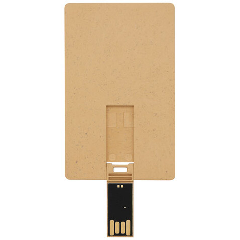 Rechteckiger, ausklappbarer USB-Stick in Kreditkarten-Format, Kraftpapier, 1GB bedrucken, Art.-Nr. 1Z48506D