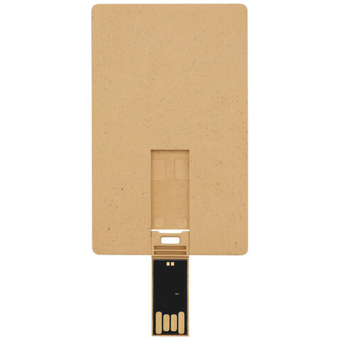 Rechteckiger, ausklappbarer USB-Stick in Kreditkarten-Format, Kraftpapier, 2GB bedrucken, Art.-Nr. 1Z48506F