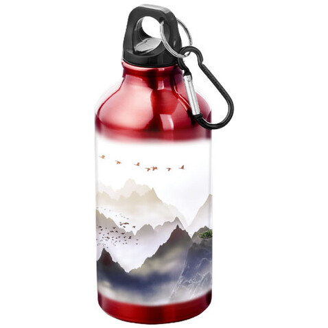 Oregon 400 ml Aluminium Trinkflasche mit Karabinerhaken, rot bedrucken, Art.-Nr. 10000205