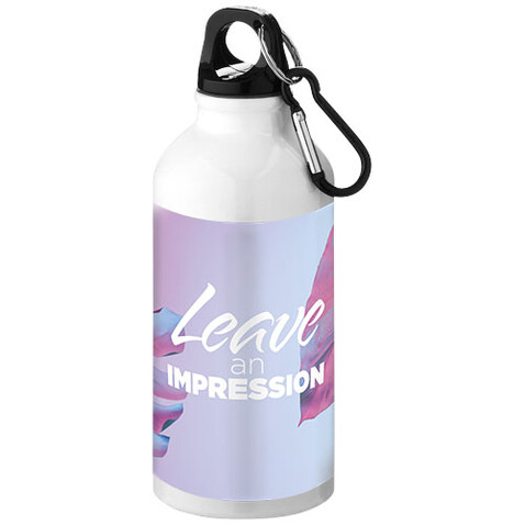 Oregon 400 ml Aluminium Trinkflasche mit Karabinerhaken, weiss bedrucken, Art.-Nr. 10000208