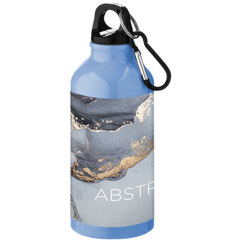 Oregon 400 ml Aluminium Trinkflasche mit Karabinerhaken, hellblau bedrucken, Art.-Nr. 10000209
