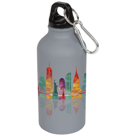 Oregon matte 400 ml Trinkflasche mit Karabiner, grau bedrucken, Art.-Nr. 10055902