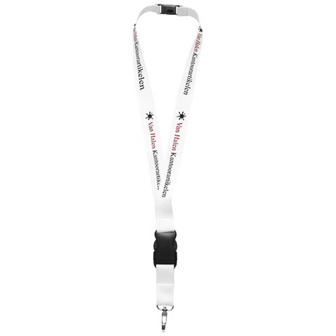 Yogi Lanyard mit Sicherheitsverschluss, weiss bedrucken, Art.-Nr. 19544972