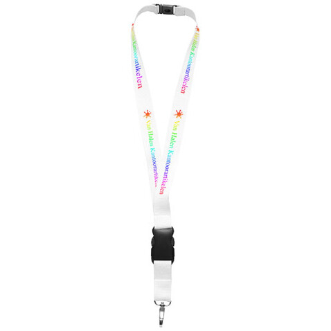 Yogi Lanyard mit Sicherheitsverschluss, weiss bedrucken, Art.-Nr. 19544972